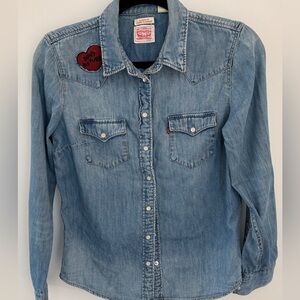 Levi's Light Blue Denim Shirt with Red Logo Patch